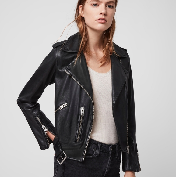 All Saints Balfern Leather Biker Jacket - Picture 2 of 13